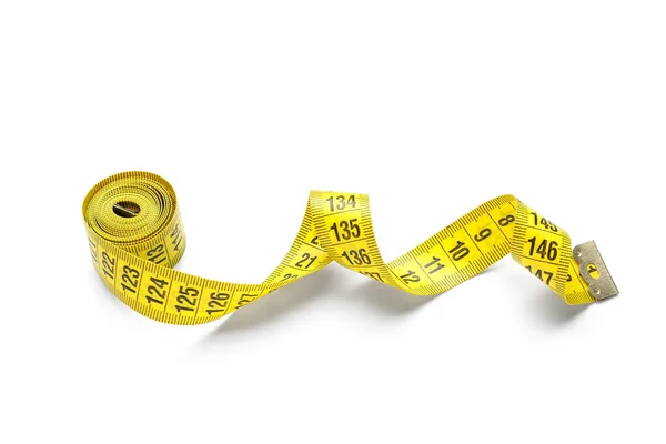 Yellow Tape Measure White Background — Stock Photo, Image
