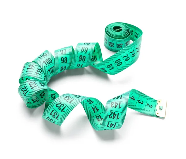 Green Tape Measure White Background — Stock Photo, Image