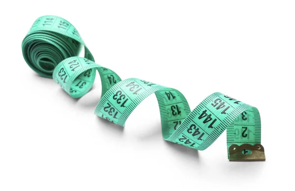 Green Tape Measure White Background — Stock Photo, Image