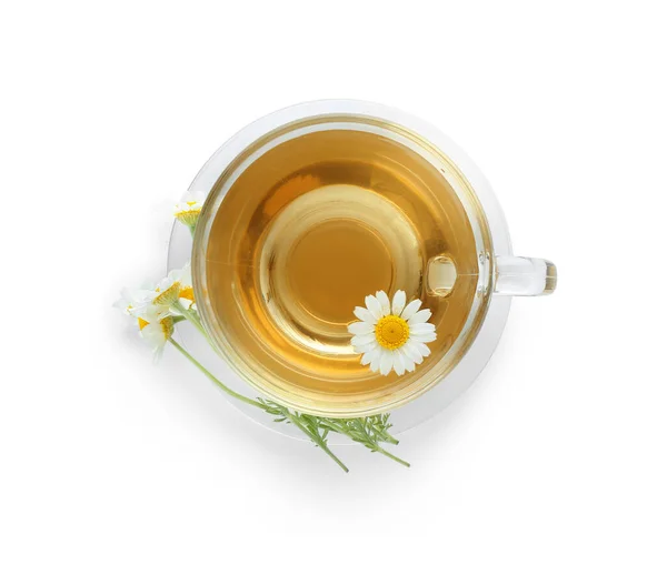 Cup Hot Chamomile Tea Isolated White Background — Stock Photo, Image