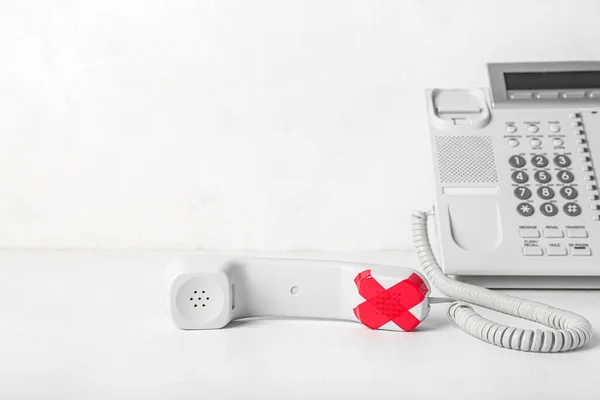 Taped Phone Receiver White Background Censorship Concept — Stock Photo, Image