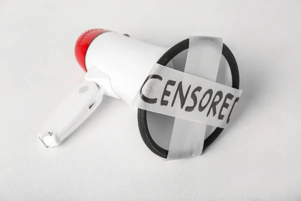 Ηχογραφημένο Μεγάφωνο Λέξη Censored Λευκό Φόντο — Φωτογραφία Αρχείου