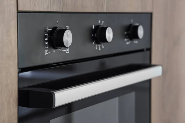 Furnitur Kayu Dengan Oven Modern Dapur — Stok Foto