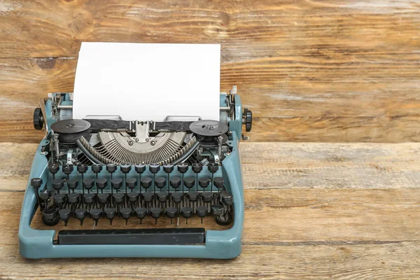 Vintage Typewriter Brown Wooden Background — Stock Photo, Image