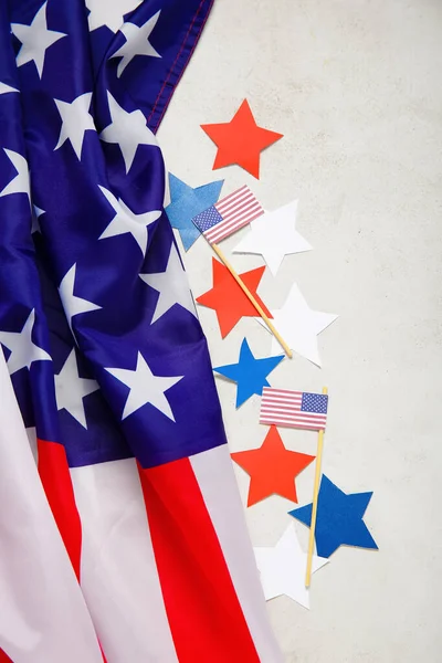Usa Vlajky Hvězdy Šedém Pozadí Grunge Slavnost Dne Nezávislosti — Stock fotografie