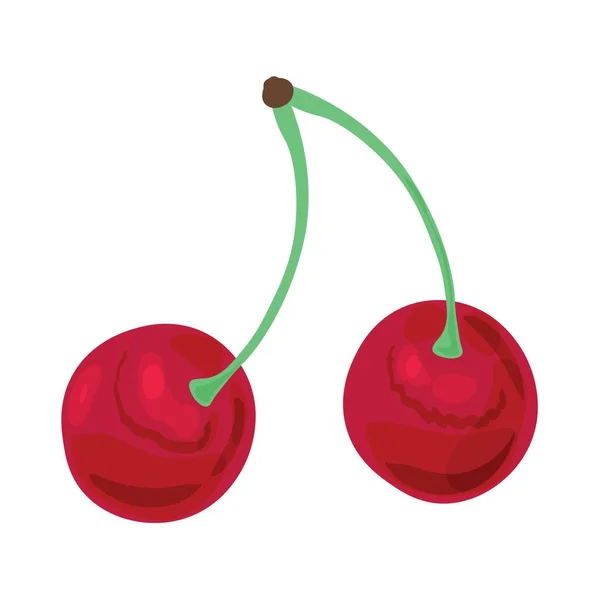 Cerises Rouges Sur Fond Blanc — Image vectorielle
