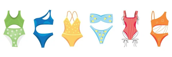 Set Different Swimming Suits White Background — Stock Vector