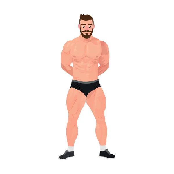 Bodybuilder Musclé Posant Sur Fond Blanc — Image vectorielle