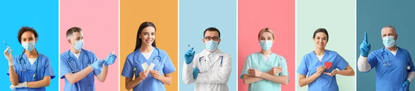 Conjunto Médicos Sobre Fondo Colorido — Foto de Stock