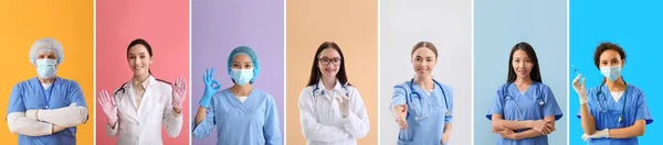 Set Van Artsen Kleurrijke Achtergrond — Stockfoto