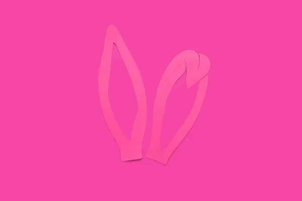 Paper Bunny Ears Pink Background — Stockfoto