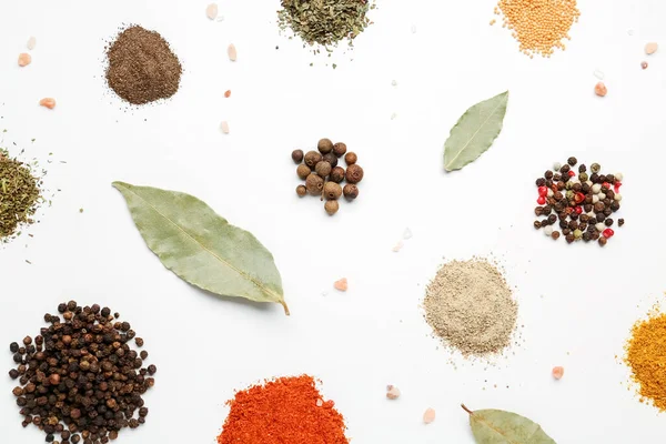 Composition Different Fresh Spices Light Background — Stock Photo, Image