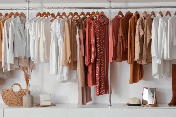 Stylish Female Clothes Hanging Boutique — Stock Photo, Image