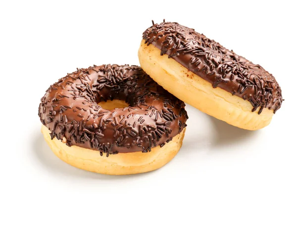 Sweet Chocolate Donuts White Background — Stockfoto