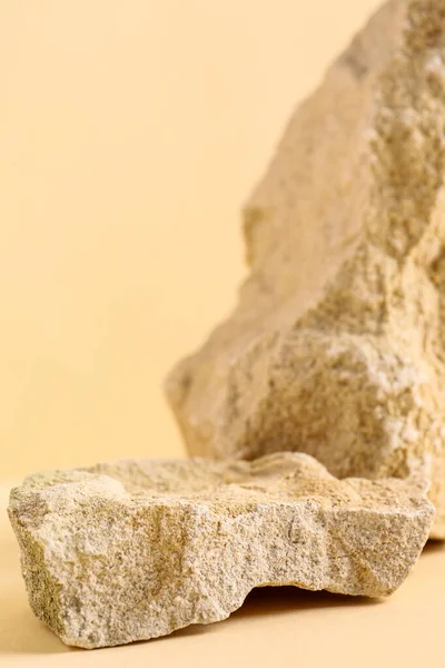 Decorative Stone Podiums Pale Orange Background — Stock Photo, Image