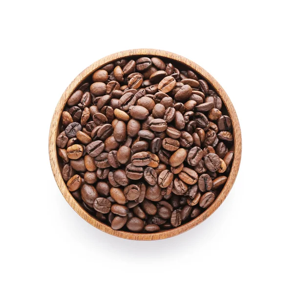 Schaal Met Koffiebonen Witte Achtergrond — Stockfoto
