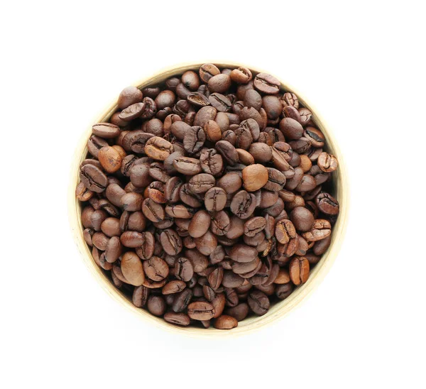 Schüssel Mit Kaffeebohnen Auf Weißem Hintergrund — Stockfoto