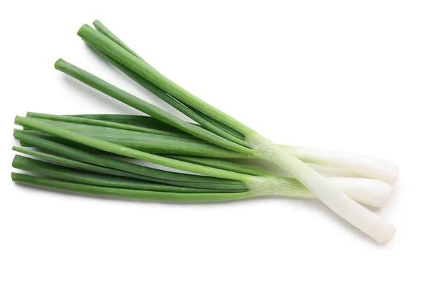 Cipolla Verde Fresca Sfondo Bianco — Foto Stock