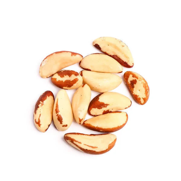 Heap Tasty Brazil Nuts Isolated White Background — Stock Photo, Image