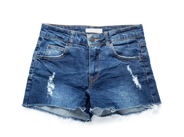 Ripp Jeans Shorts Auf Weißem Hintergrund — Stockfoto
