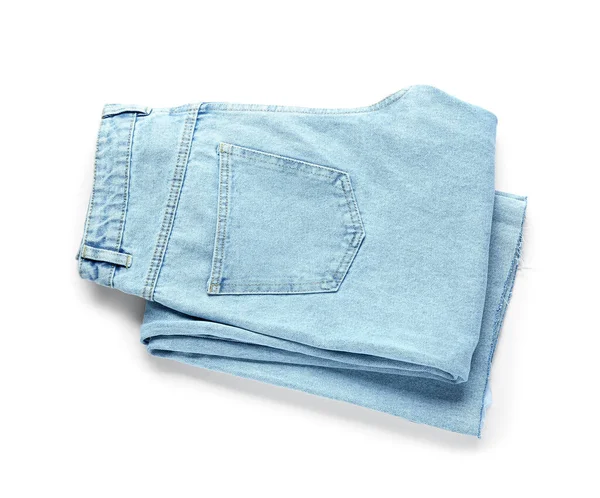 Calça Jeans Elegante Fundo Branco — Fotografia de Stock