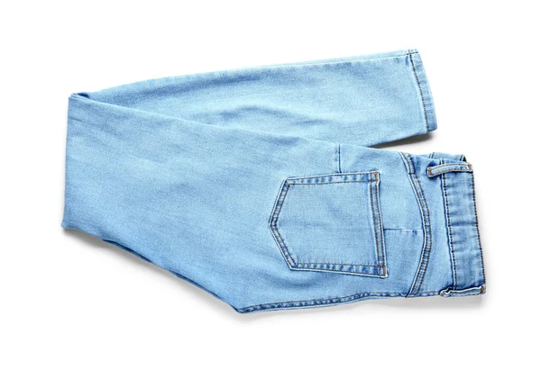 Stilvolle Jeans Auf Weißem Hintergrund — Stockfoto