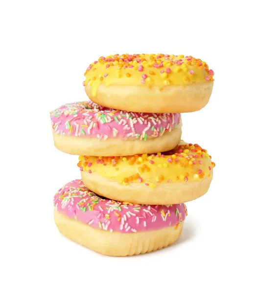 Süße Donuts Auf Weißem Hintergrund — Stockfoto