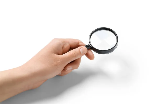 Female Hand Mini Magnifier Isolated White Background — Stock Photo, Image