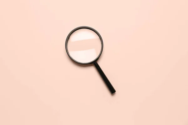 Black Magnifier Pale Pink Background — Stock Photo, Image