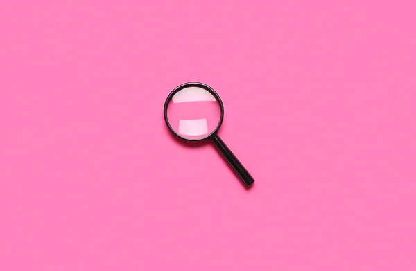 Black Mini Magnifier Pink Background — Stock Photo, Image