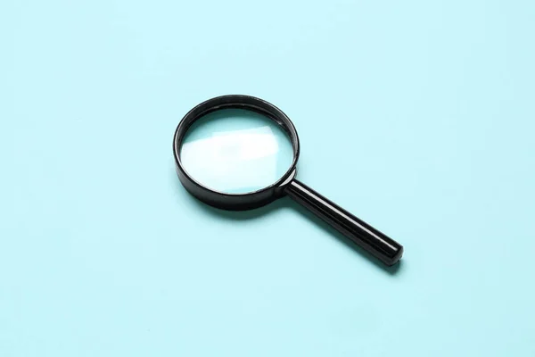 Black Mini Magnifier Blue Background — Stock Photo, Image