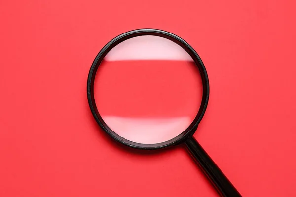 Black Magnifier Red Background — Stock Photo, Image