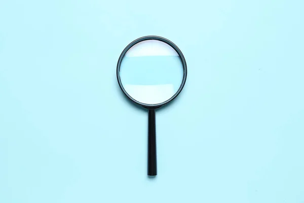 Black Magnifier Blue Background — Stock Photo, Image