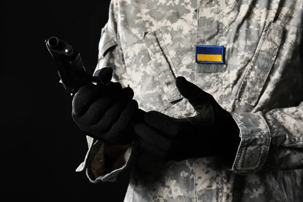 Karanlık Bir Geçmişi Olan Ukraynalı Asker Yakın Plan — Stok fotoğraf
