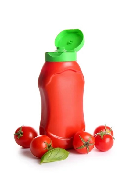 Garrafa Ketchup Tomate Sobre Fundo Branco — Fotografia de Stock