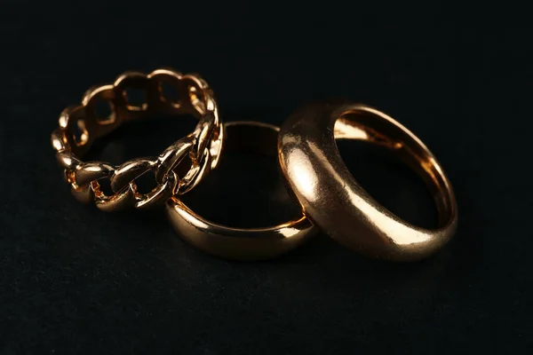 Beautiful Rings Black Background — Stock Photo, Image