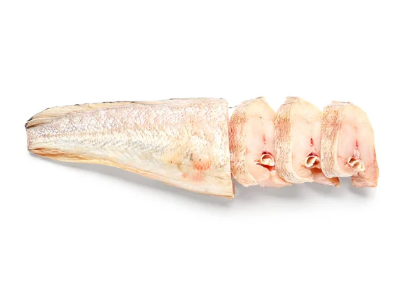 Сира Вирізана Риба Ізольована Білому Тлі — стокове фото