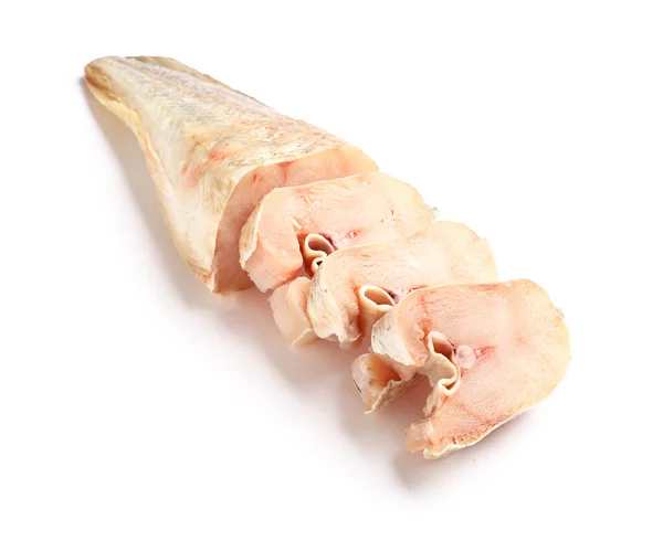Raw Cut Codfish Isolated White Background — Stock Photo, Image