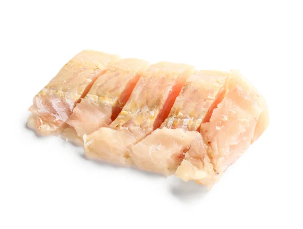 Pieces Raw Codfish Fillet White Background — Stock Photo, Image