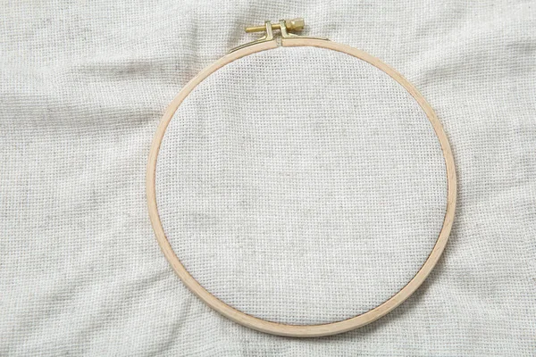 Wooden Embroidery Hoop Canvas Background — Stock Photo, Image