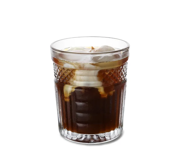 Bicchiere Caffè Ghiaccio Sfondo Bianco — Foto Stock