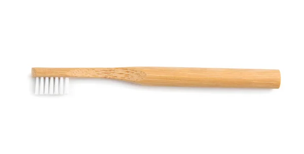 Cepillo Dientes Bambú Sobre Fondo Blanco — Foto de Stock