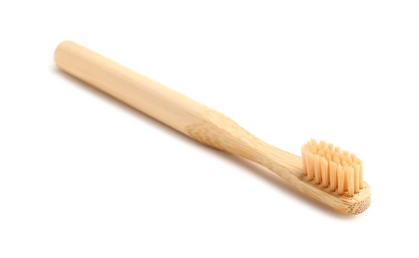 Бамбукова Щітка Зубів Білому Тлі — стокове фото
