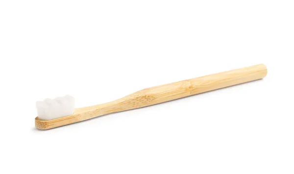 Зубная Щетка Бамбука Белом Фоне — стоковое фото