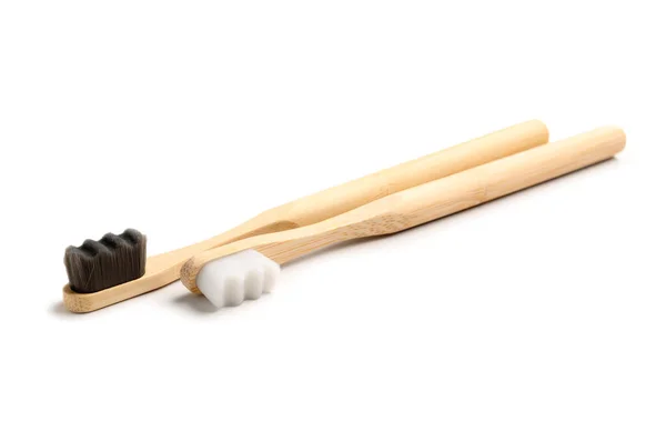 Бамбукові Зубні Щітки Білому Тлі — стокове фото