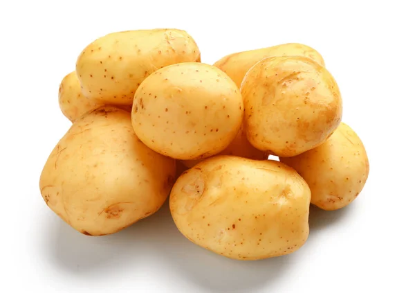 stock image Heap of raw baby potatoes on white background