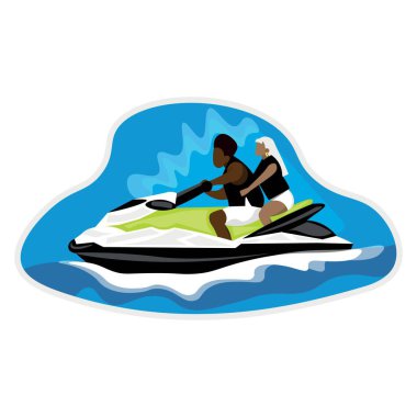 Su motosikletli çift denizde