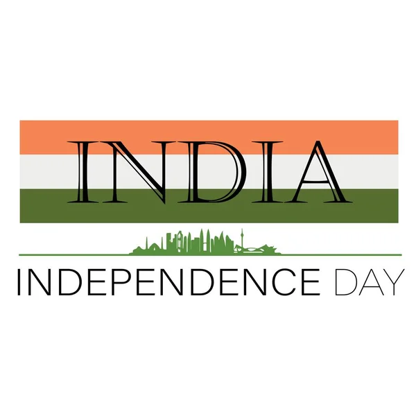 Tekst India Dzień Indepencji Flaga Białym Tle — Wektor stockowy