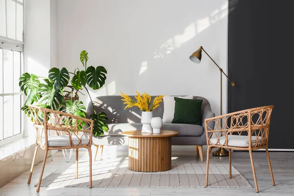 Interior Bright Living Room Armchairs Sofa Coffee Table — Stock Photo, Image