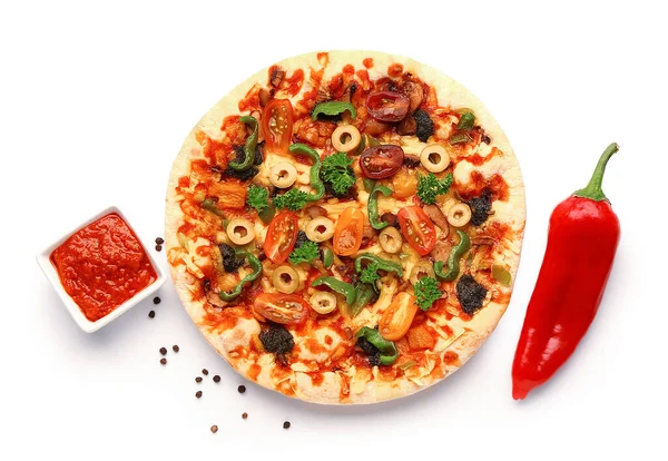 Vegetable Pizza Sauce White Background — Stock Photo, Image